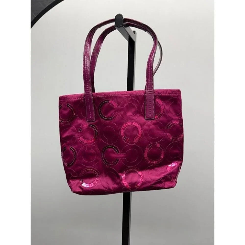 Coach Signature Sequin Passion Berry Handbag Tote